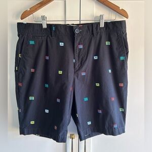 Original Penguin Men's Cassette Tape Pattern Short, Navy Blue, Size 34